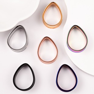 Stainless Steel Water Drop Ear Expander Earrings Double Horn Puncture Jewelry Auricle Vacuum Electroplated Gold Rose Gold