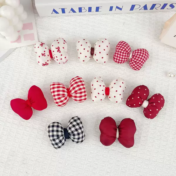 New Year Fabric Striped Bow Hair Accessories DIY Handmade Headwear Clothing Brooch Tie Bow Accessories
