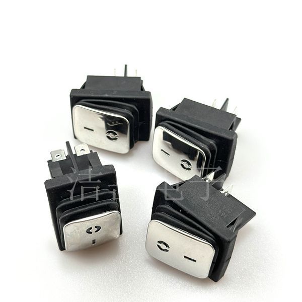 防水KCD4船型开关四脚二档不锈钢金属面带灯防水船型开关