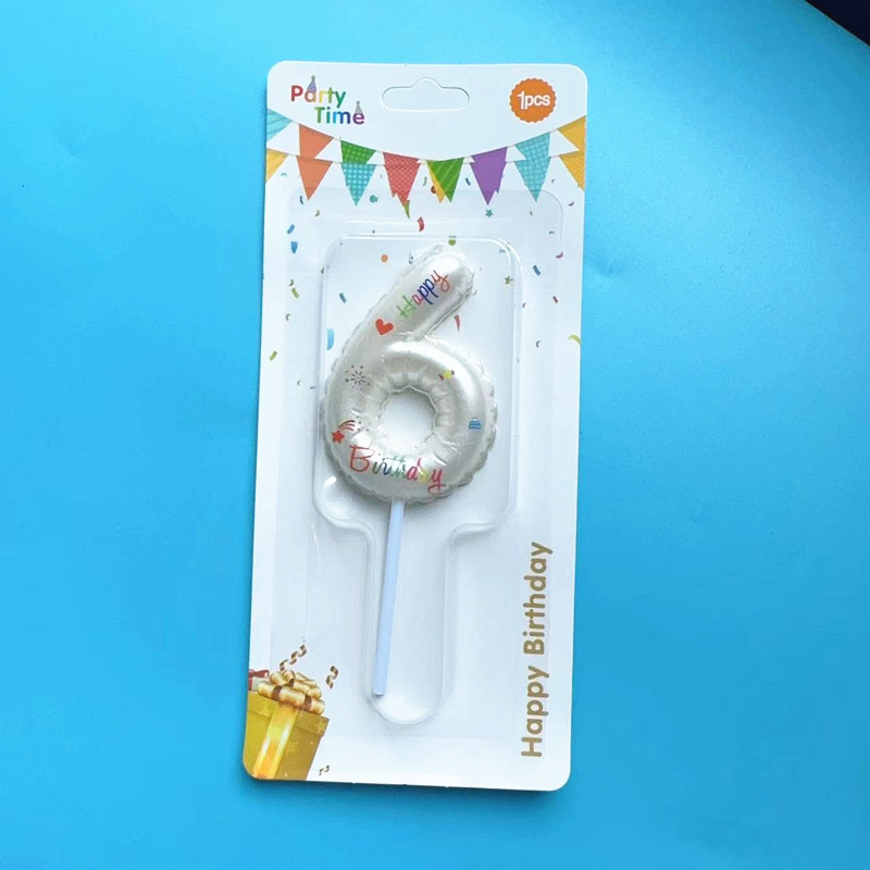 Decoración de pastel de horneado globos blancos velas digitales de color rosado gradiente inswind pastel de cumpleaños vela insert