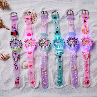 Children's watch cartoon luminous Kulomi watch luminous girls' digital pointer quartz watch