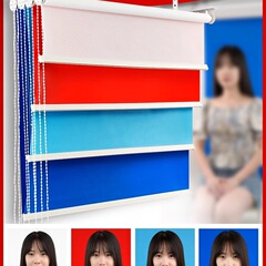 ID写真背景軸 写真撮影用ローラー軸 手動リール昇降 赤青登録写真背景布
