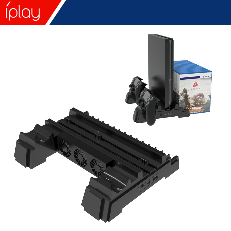 工厂PS4 PRO/SLIM风道散热底座手柄双充支架 PS4手柄座充碟片支架