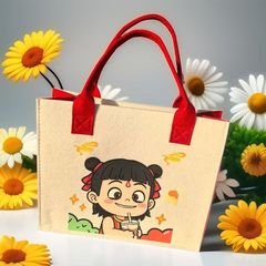 哪吒生日礼品袋儿童卡通毛毡袋幼儿园手提袋周岁满月伴手礼袋子