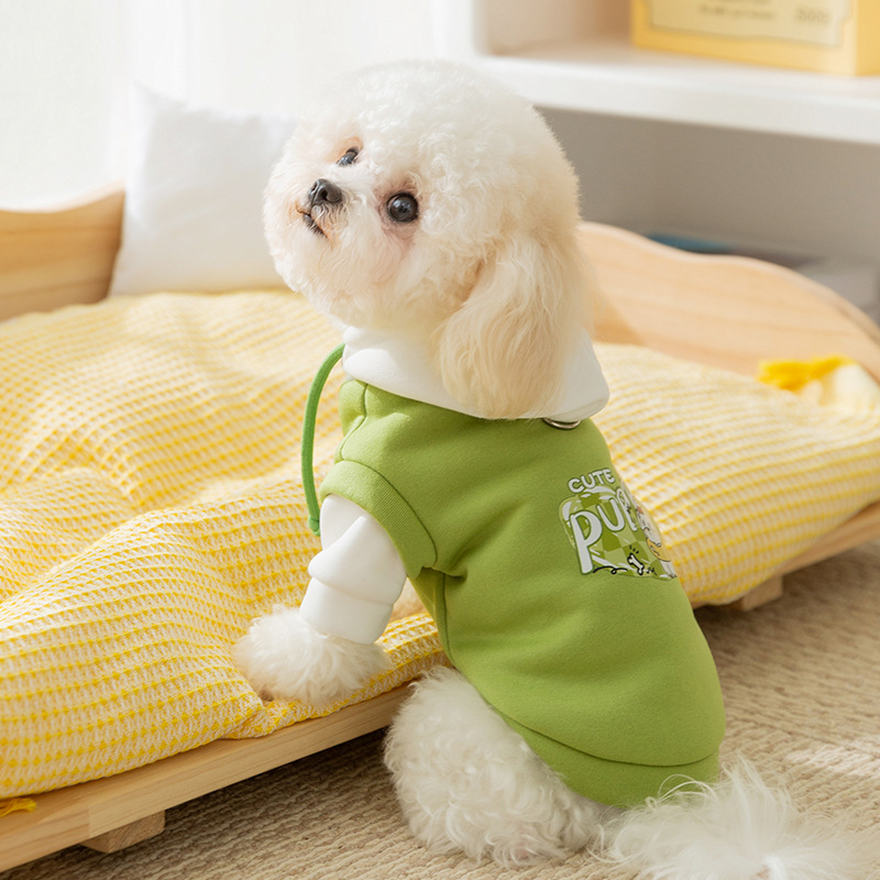 Color de contraste de empalme de la marea fresca de la corda de dibujo sudadera encapuchada dos patas de manga larga perros pequeños gatos mascotas ropa de perro al por mayor
