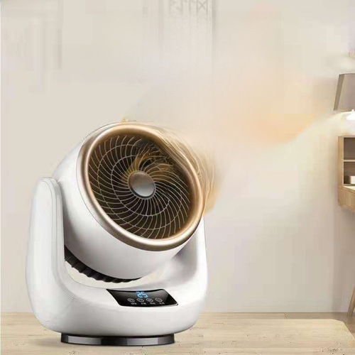 Cross-border new dual-purpose heating and cooling fan heater: Compact, desktop model with adjustable head and remote control, ideal for home or office use