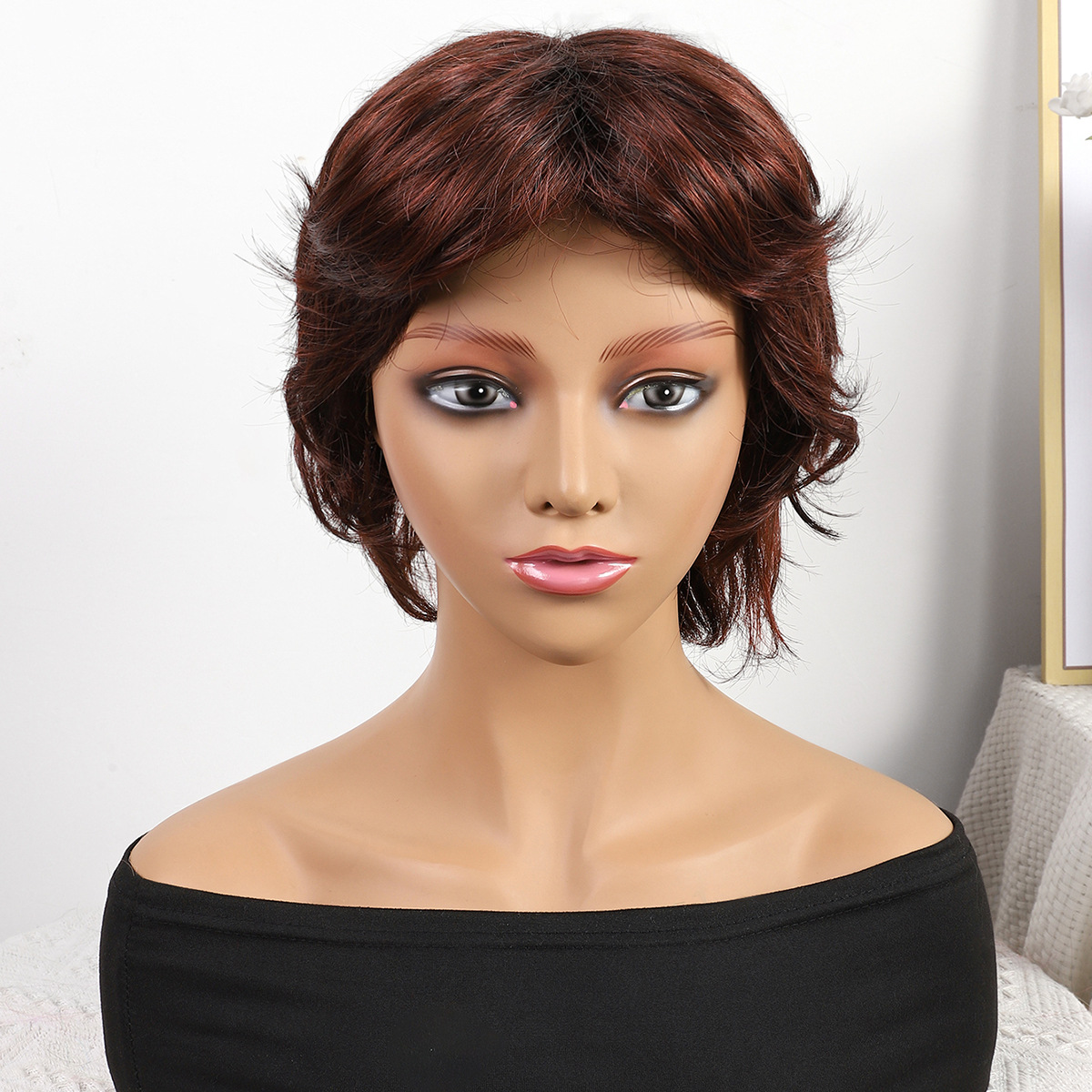 Cabeza de bob de fibra química al por mayor peluca de pelo de estudiante mecanismo de peluca cubierta de cabeza