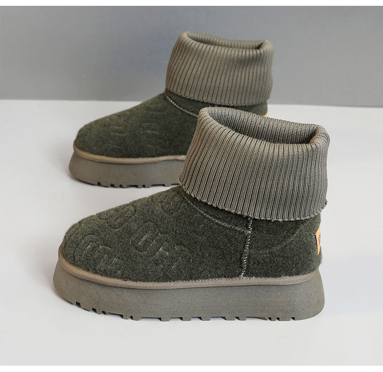 BR9981 Nuevas botas de nieve de edición coreana otoño/invierno 2024 para mujer con aumento de altura en la parte superior media de color sólido Veet_voghion.com
