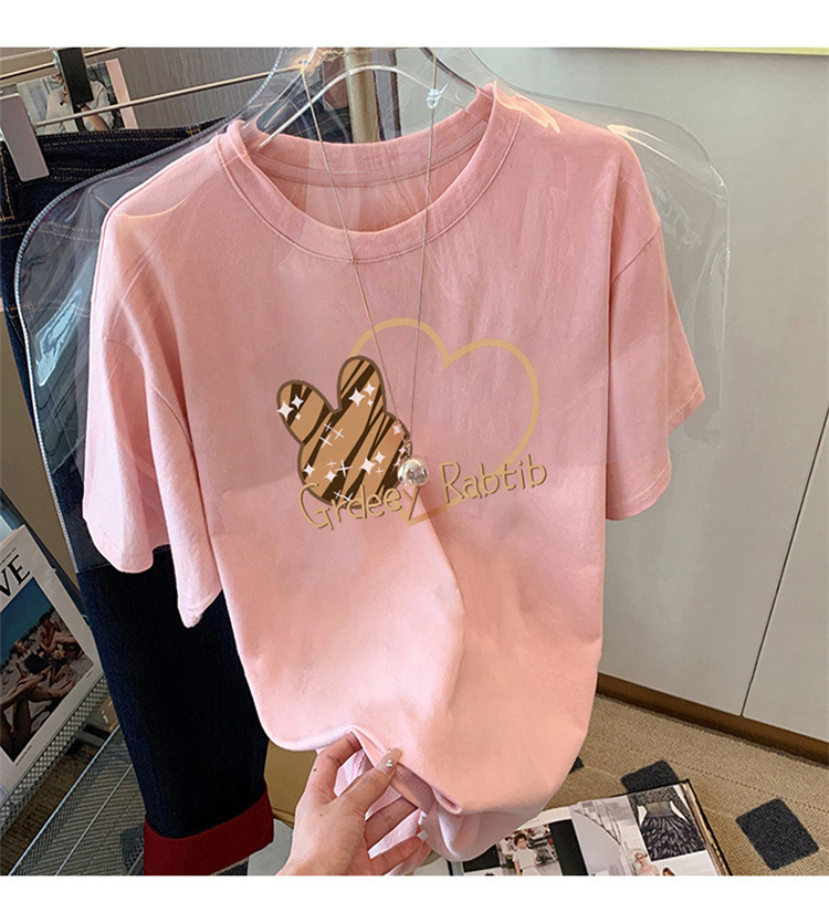 Women's Printed Cotton T-shirt Loose Fit Summer White Base Layer_voghion.com