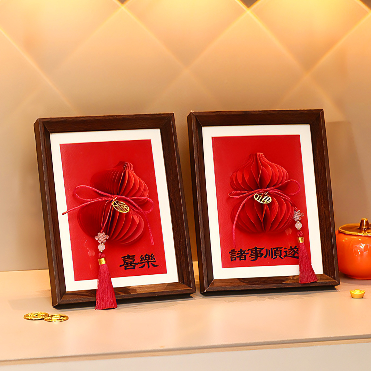 New Year Photo Frame 2026 Year of the Horse Living Room Creative Blessing Stereo Honeycomb Ornaments Spring Festival New Year Scene Decoration