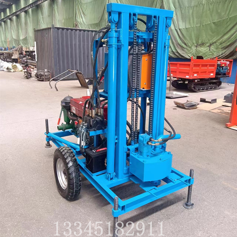 22HP轮式柴油液压打井机 出口包装柴油动力打井机 150米水井钻机
