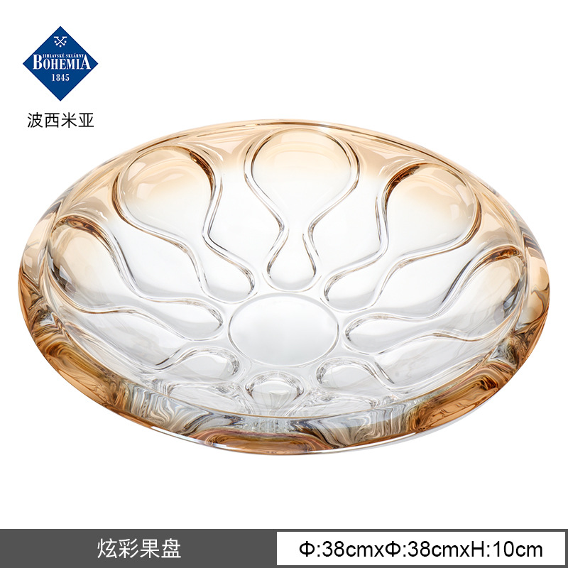 Frutero de cristal importado de la República Checa, frutero de estilo europeo, recipiente de cristal para frutas y aperitivos, frutero de color ámbar para frutas secas, estilo bohemio. image 8
