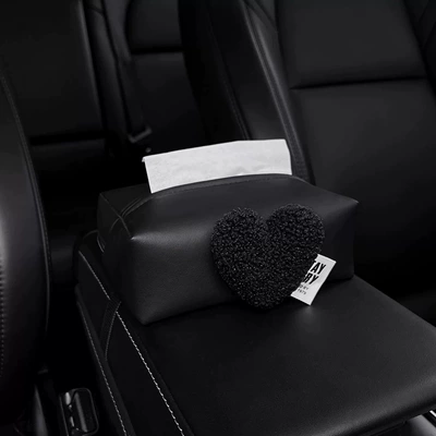 Plush heart-shaped car tissue box, Car tissue box/set - heart-shaped-plush-toy-black-plush-heart-shaped-tissue-box-armrest-box-style