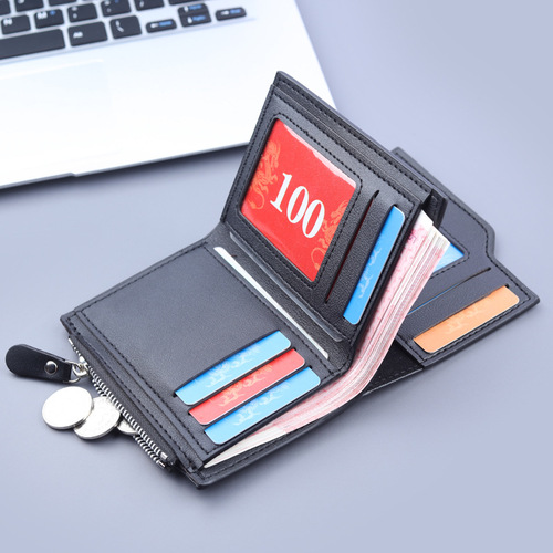 Men's short wallet new wallet men's three-fold multi-card slot wallet men's 13 card slot zipper coin purse for men