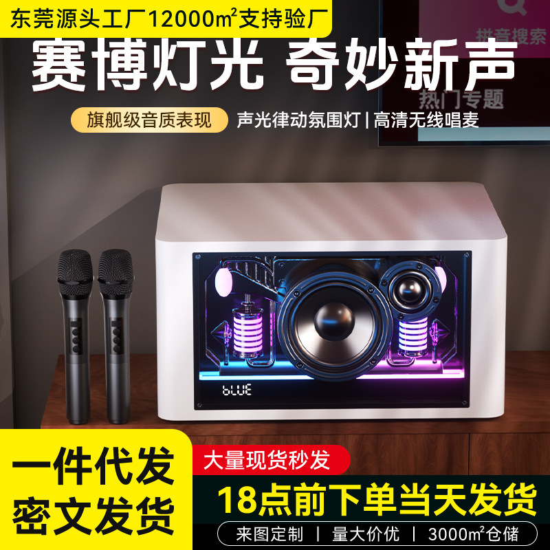 Intelligent High-End Home Wireless Bluetooth Speaker Ktv Integrated Microphone High-Quality Sound Heavy Bass Long-Lasting Speaker