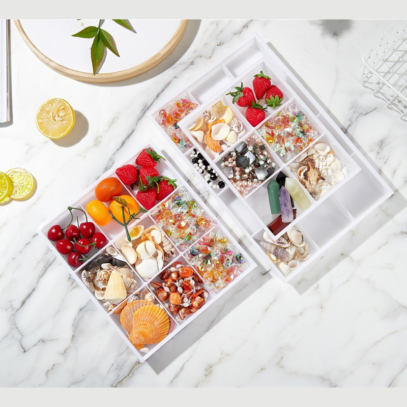 9格白色塑料格子盘 小格子收纳盒 储物盒 首饰展示盒 螺丝 纽扣盒