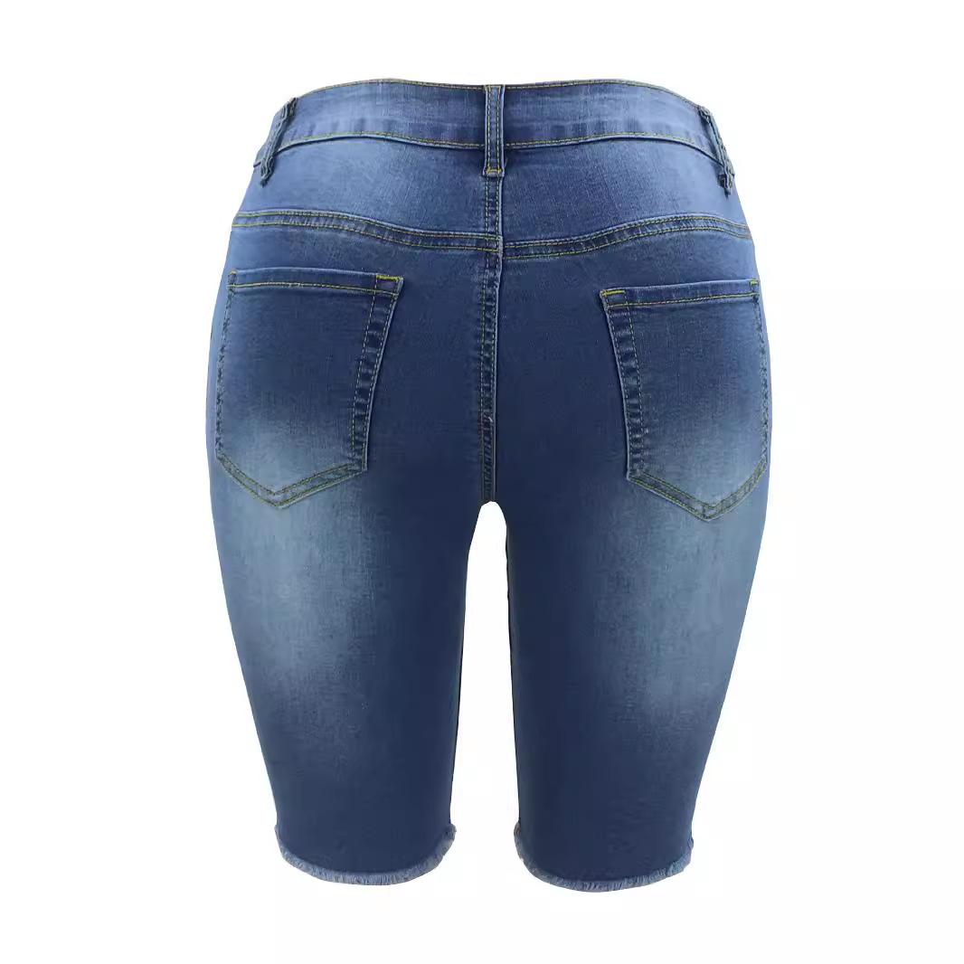 Nuevos shorts vaqueros retro europeos y americanos lavados estilo vintage para mujer 2026, de corte holgado, efecto adelgazante, pierna recta, pantalones de longitud media en stock.