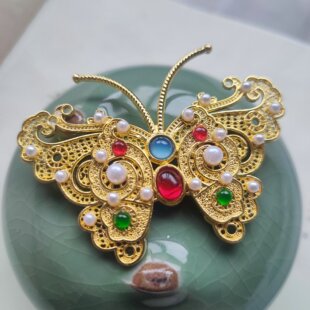Alloy accessories pendant 73MM point diamond filigree butterfly flower piece diy handmade antique hairpin hair accessories material
