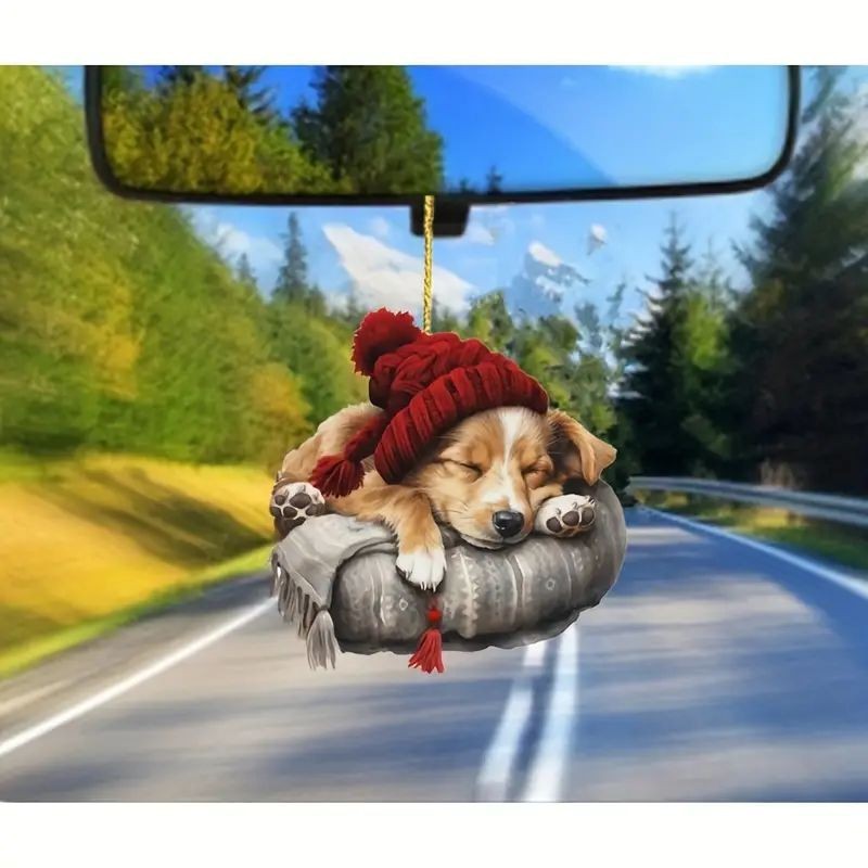 Acrílico nuevo lindo perro colgante plano transfronterizo automóvil interior espejo retrovisor colgante decoración colgante para el hogar image 4
