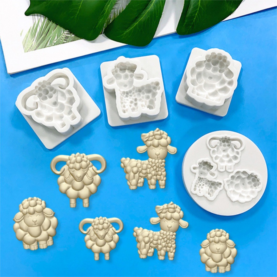 DIY baking 3D three-dimensional lamb sugar clay chocolate cake decoration baking tools alpaca silicone mold