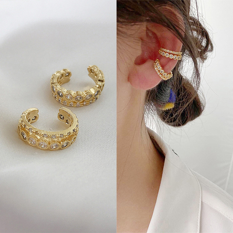 8g Weight Zircon Inlay Material Ear Studs Classification 1 Piece Quantity Daily Occasion Copper Material U Shape Pattern Women'S Gender Plating Design Fashion Style Fashion U Shape Copper Plating Zircon Women's Ear Studs 1 Piece 34