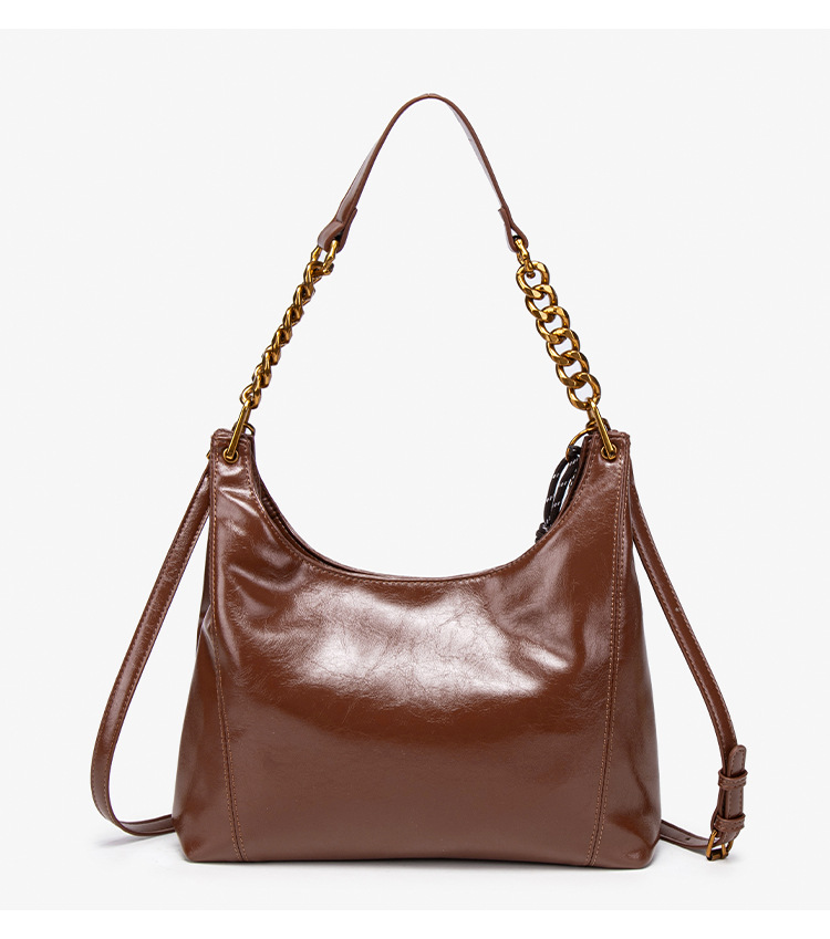 High End Women's Tote Bag Large Leather Shoulder Bag With Chain_voghion.com