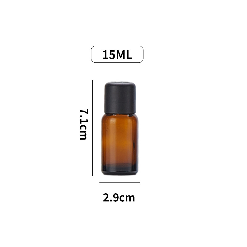 Spot 10ml botella de aceite de aceite de vidrio esmerilado marrón, tapa de cabeza antirrobo, botella de subembalaje cosmético, muestra de luz oscura, botella vacía