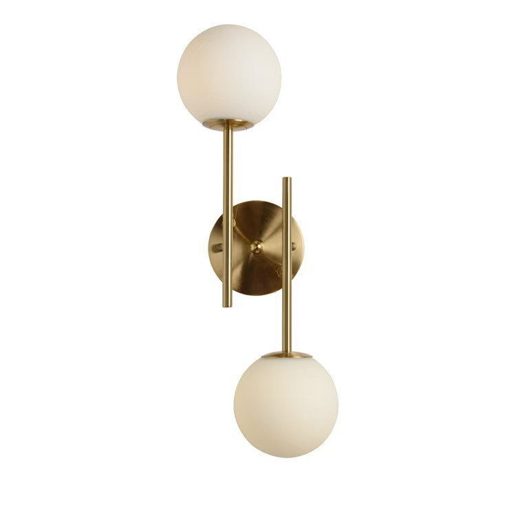 Lámpara de pared moderna moderna medieval minimalista posmoderna con pantalla de vidrio de bola blanca Lámpara de pared negra Lámpara de baño