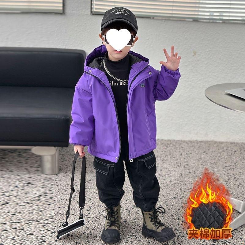 소년 가을 겨울 중간 두꺼운 재킷 23 년 어린이 올매치 방풍 및 방비 재킷 유행 어린이 두꺼운 재킷
