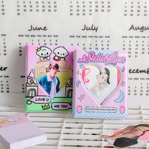 Original cute girly heart plaid vector style three-inch card album star chasing idol photo card Korean version of Polaroid photo album