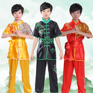 Martial Arts Clothing for Young Kidsren, Long-Tang Performance Clothing, Embroidered Dragon Youth Competition Clothing, Training Kung Fu Clothing for Men and Women, Chinese Style