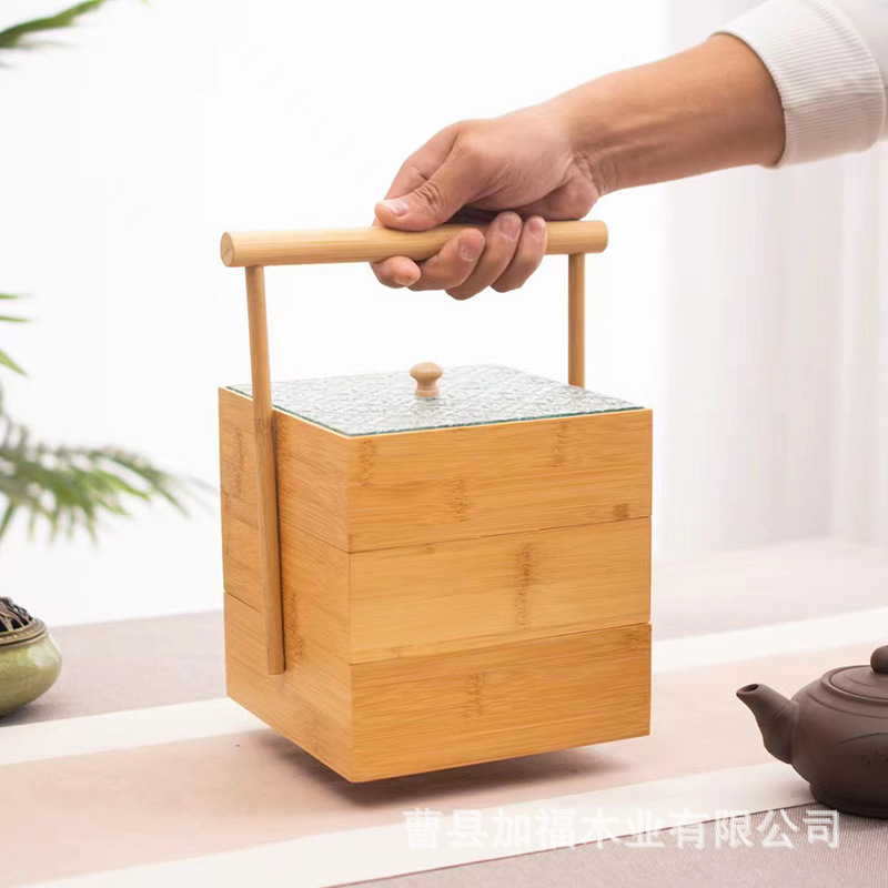 Wooden handheld multilayer wooden box from natural wood