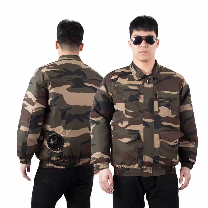 Pure cotton yellow flower camouflage top (excluding fan and battery)