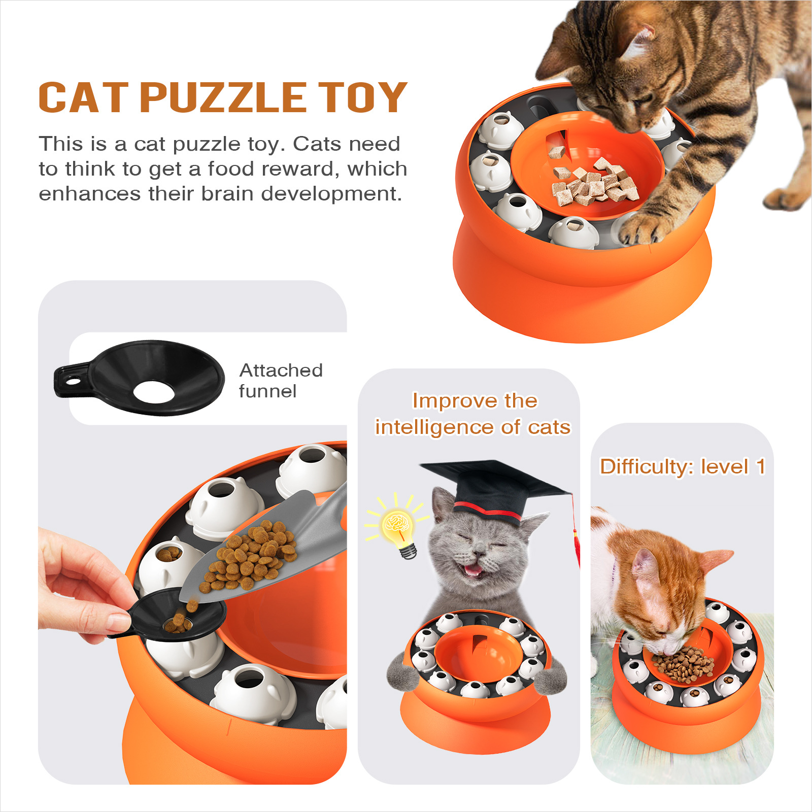 Weight Loss Cat Bowl with Puzzle Feeder & Slow Feeding Function