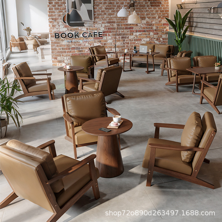 Cafe Tables and Chairs, Milk Tea Shop, Nappa Leather Sofa, Coffee Table Combination, Leisure Negotiation Booth, Bar Chair