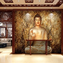 3D佛像墙纸寺庙佛堂如来佛祖菩萨神台屏风背景墙壁纸释迦牟尼壁画