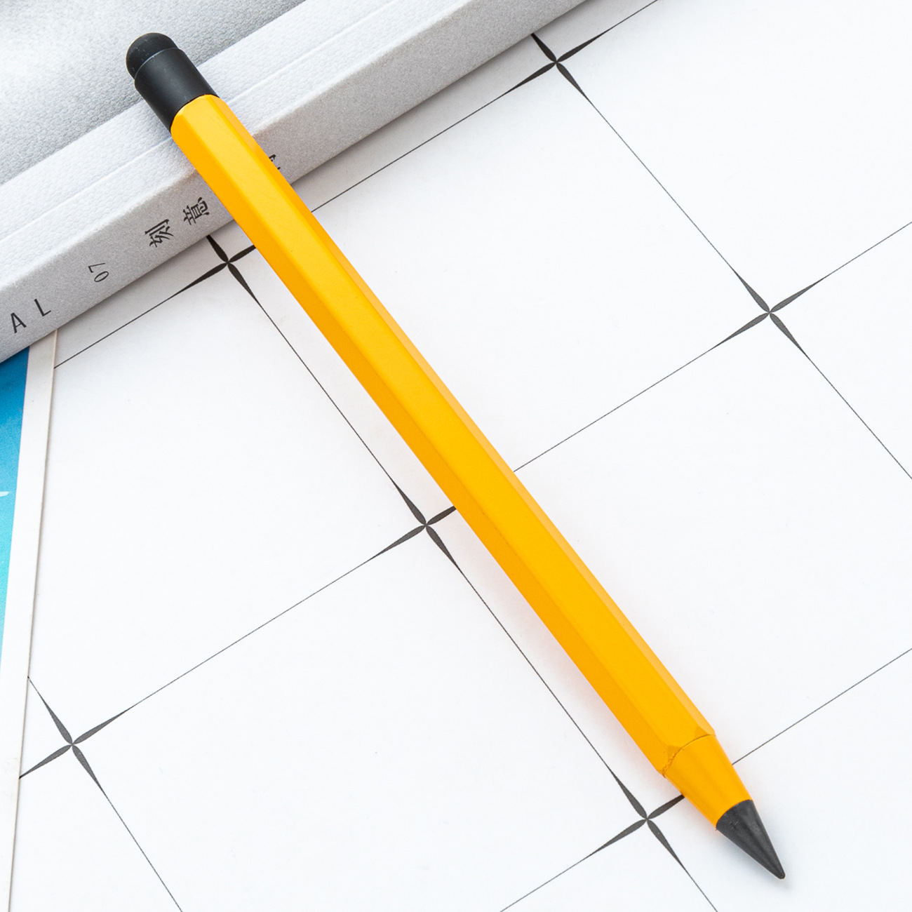 Hexagonal metal eterno lápiz negro tecnología capacitivo pantalla táctil sin raspado lápiz de escritura de estudiantes