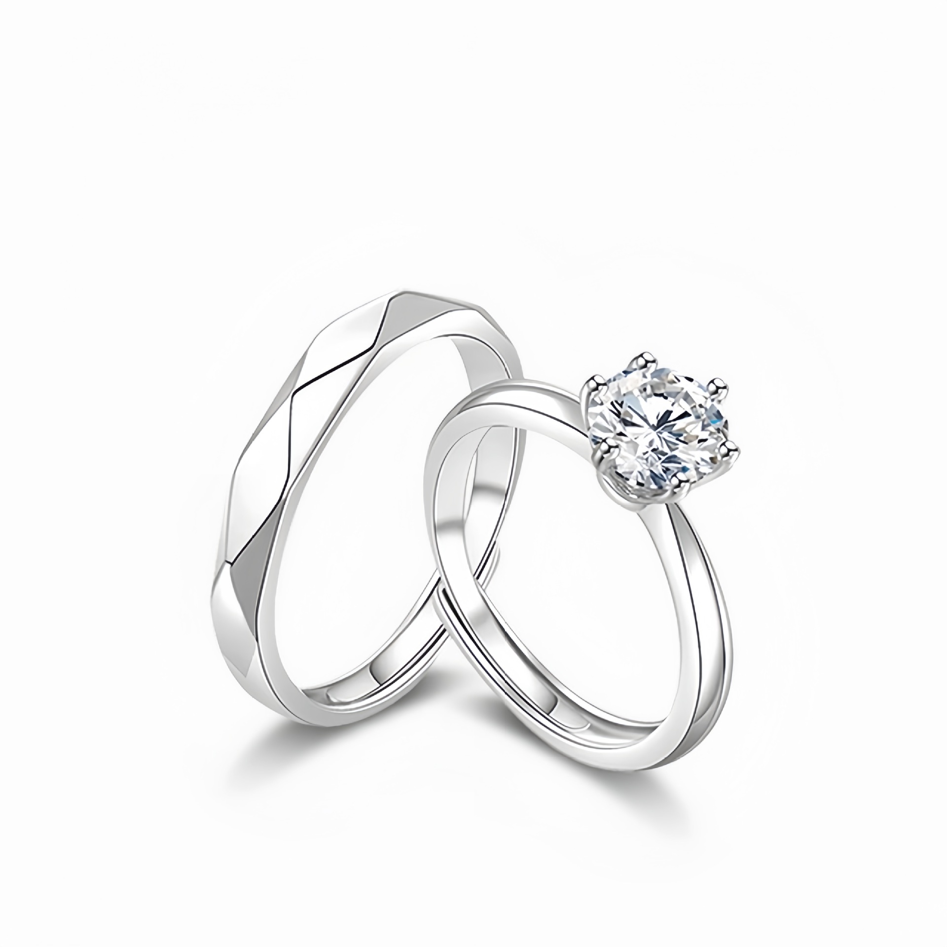 Couple Rings, a Pair of Wedding Rings, Couple Proposal Diamond Rings, Engagement Birthday Gifts for Girlfriends