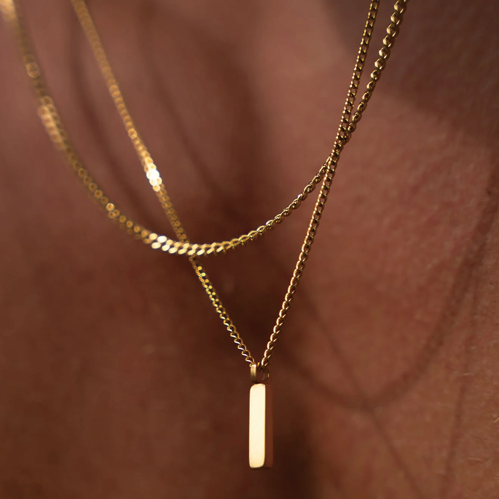 6g Weight Men's Vacation Classic Style Layered Necklaces Solid Color 316L Stainless Steel  Waterproof Non Tarnish Surgical Steel Men Pendant Necklaces