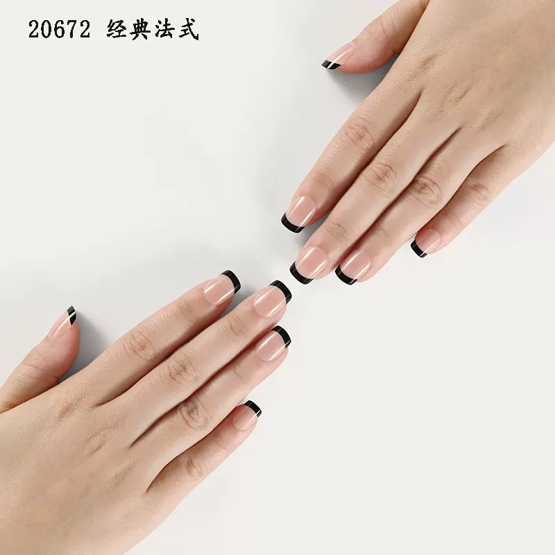 集合软甲 背胶拾美甲 小方头穿戴甲 多色法式假指甲 果冻胶款软甲