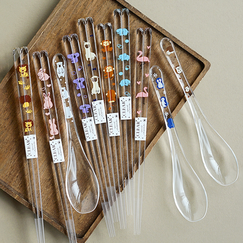 Imported cartoon crystal chopsticks spoon household Japanese resin dishwasher available non-slip parent-child chopsticks wholesale