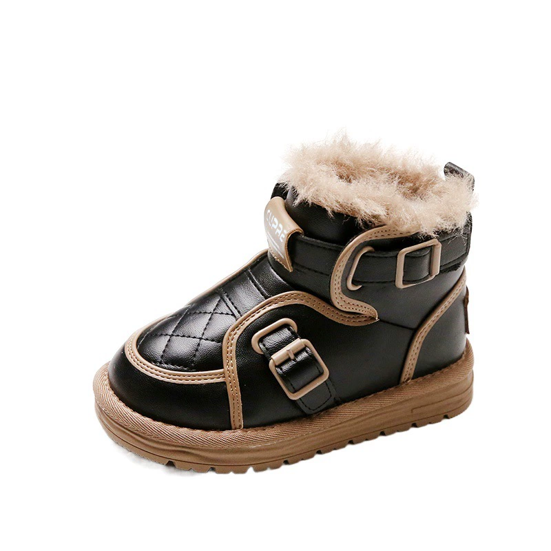 Детские большие зимние сапоги из хлопка, новинка 2024 года, водонепроницаемые хлопковые сапоги для девочек с флисовой подкладкой и утепленные теплые мотоциклетные сапоги для мальчиков