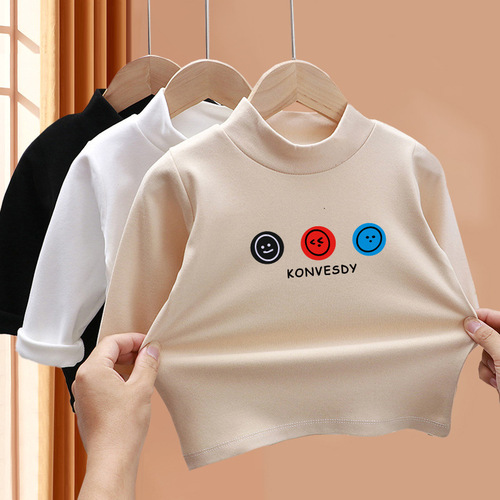  Winter Close-Fitting Children's Autumn Base Layer: Mid-to-Little Kids' Semi-Neck Warm-Keeping Baby Tops for Spring and Autumn