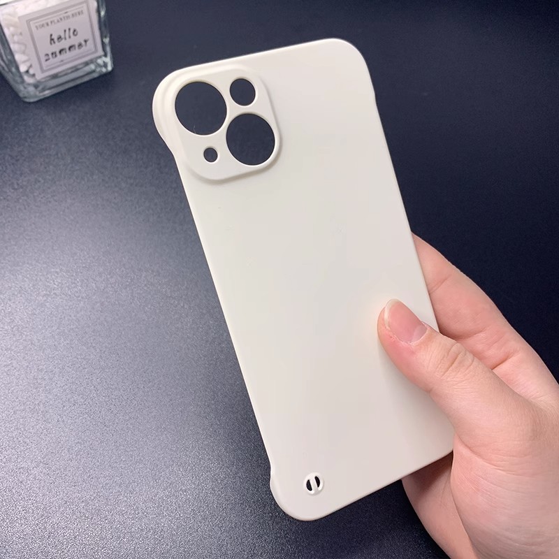 Iphone15Proフレームレス携帯電話ケース適用アップル14PROMAX肌感超薄型PC純色保護カバー|undefined