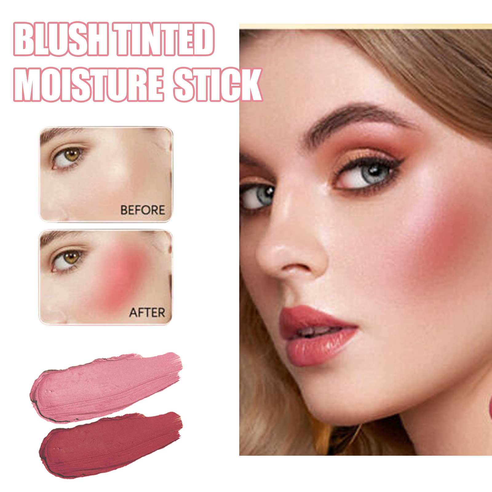 EELHOE Blush Stick, Brightening, Three-dimensional Contouring, Natural Nude Makeup, Waterproof, Lightweight, Multifunctional Blush Stick_voghion.com