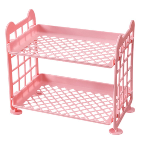 Wholesale household macarons floor-mounted double-layer storage rack punch-free multifunctional desktop cosmetics storage rack
