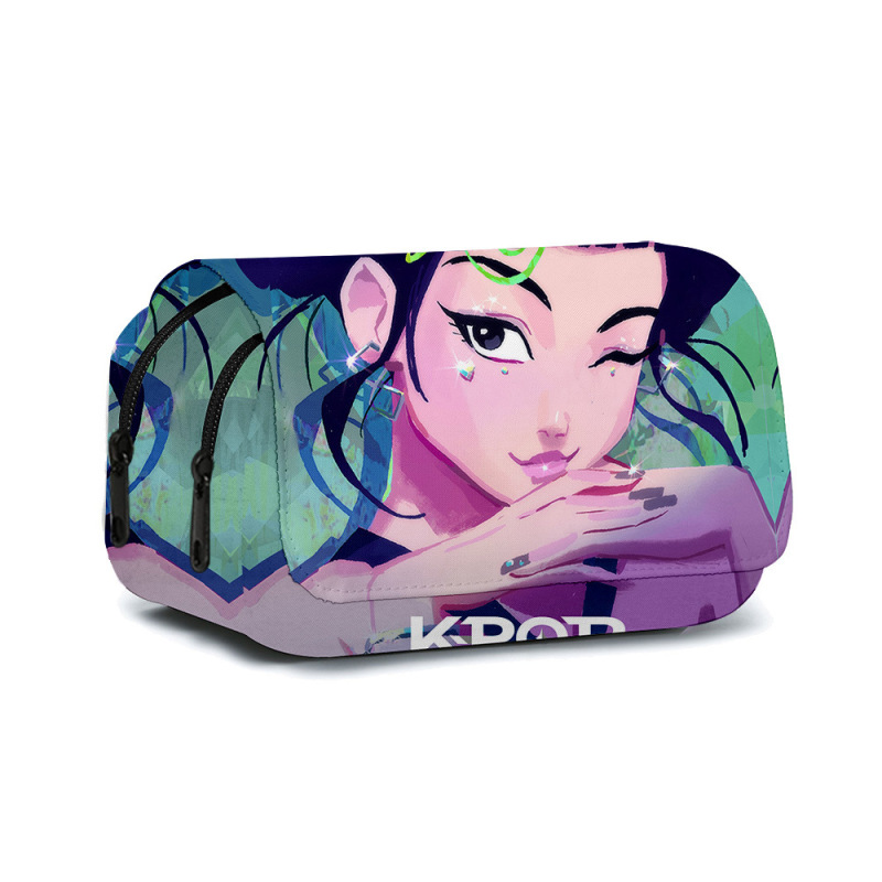 3D新品跨境电影  K-POP 猎魔女团双层翻盖笔袋儿童文具|undefined