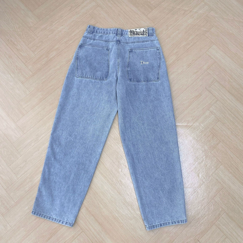 Трендовый уличный скейтборд Dime Baggy Straight Loose Leisure Denim Pants Washed Denim Trip Male