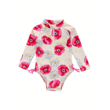 G 42661 Floral long-sleeve swimsuit ���䳤��ŮͯӾ�¿羳
