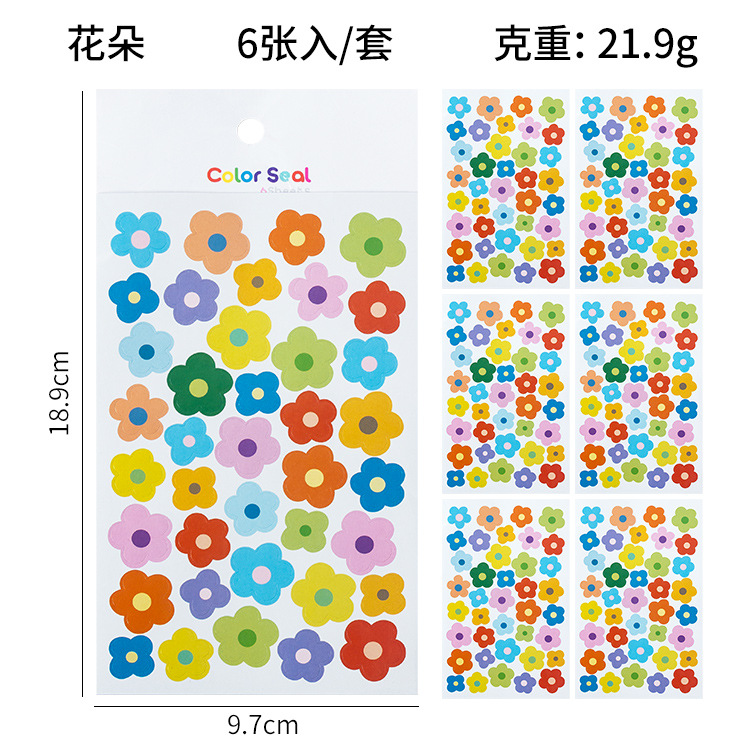 Sello de color Arco Iris corazón esquina pegatinas 6 unidades en álbum de bricolaje diario decorativo pegatinas accesorios pegatinas